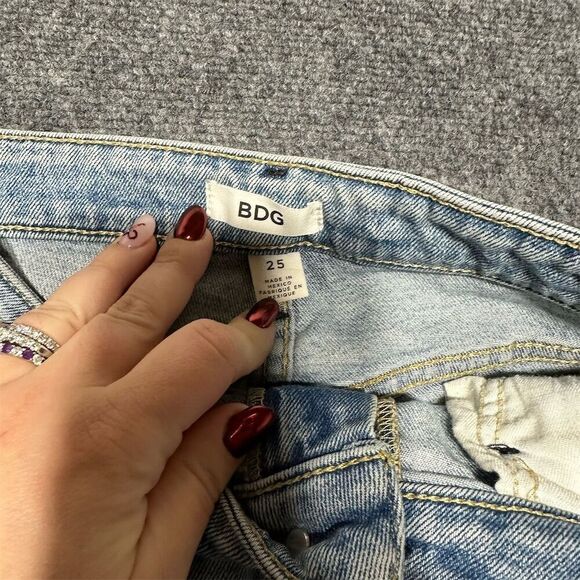 BDG Women's High Rise Flare Jeans Blue Size 25 Light Wash Raw Hem - Picture 3 of 10